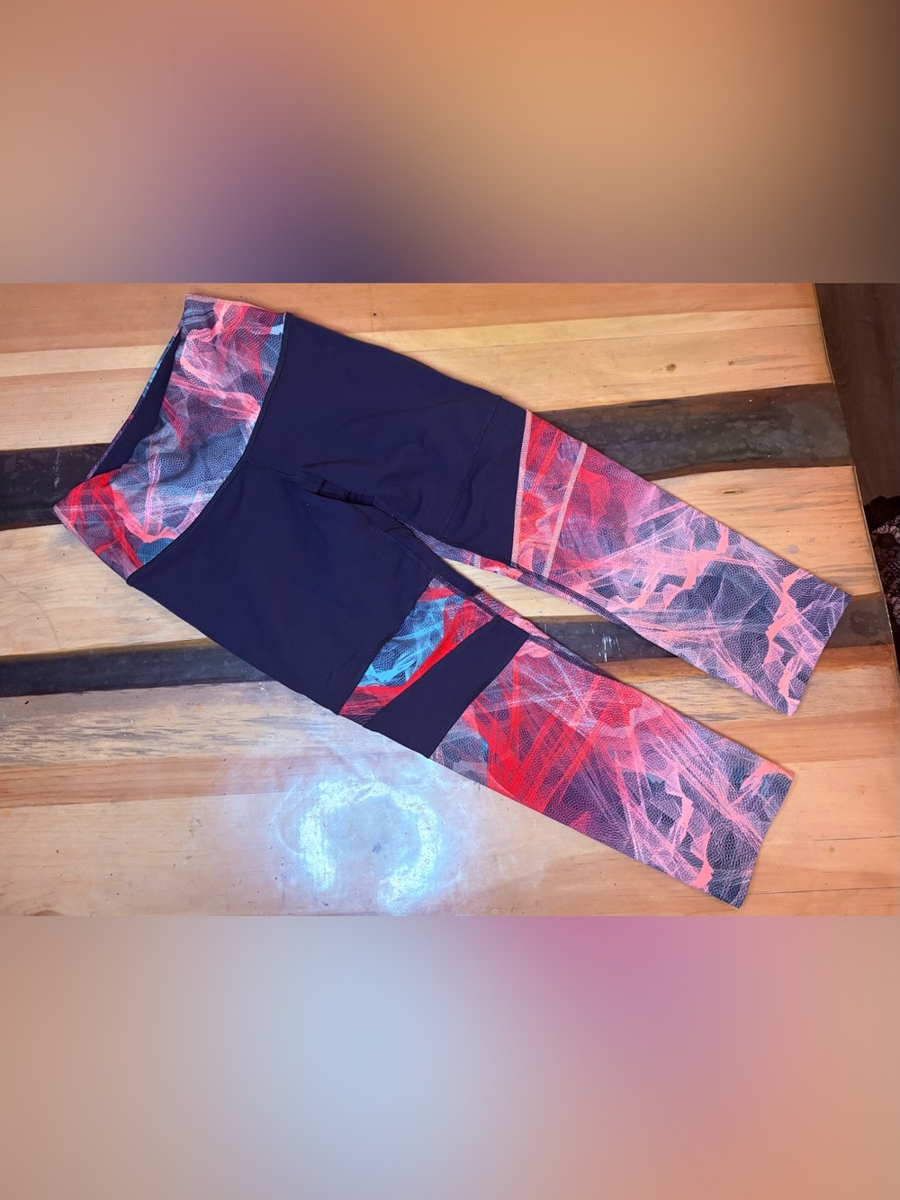 The North Face small Pink & Blue Patterned Performance Leggings